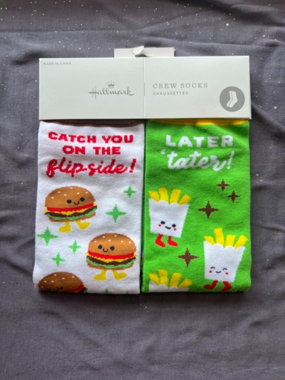 Cheeseburger and Fries Socks, NWT